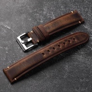 Handmade 18mm 19mm 20mm 21mm 22mm Brown Crazy Horse Leather Watchband Vintage Bracelet For Tudor TISSOT Uboat Pilot Watch Strap