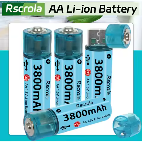 Rscrola AA Li-ion Rechargeable Battery USB Fast Charge Double A Batteries 1.5V 3800mAh AA Battery fo