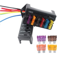 2-Input 6-Output Car Standard Blade Fuse Holder (Apply to 1~40 AMP), ATC ATO 6 Way Fuse Box with Wir