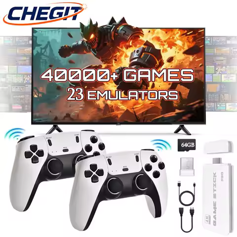 CHEGIT M15 4K TV Game Stick Built-in 3/40000+Classic Games 64G Wireless Handheld Game Player 23+ Emu