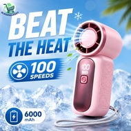 X688 Mini Handheld Fan 6000mAh USB Rechargeable 1-100 Speed Turbo Kipas Mini Strong Wind Fan