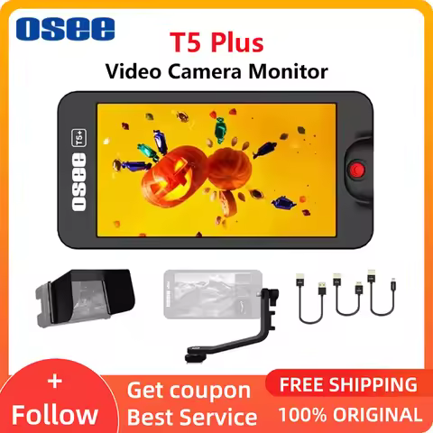 OSEE T5 Plus Camera Monitor 5 Inch 1000ints 4K HDMI 3D-LUT Monitor for DSLR, Mirrorless Camera, T5+ 