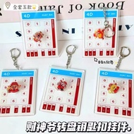 SG READY STOCK 4D Toto Spinning Keychain Fortune God Wang Cai Keychain Lucky Gift for friends HUAT A