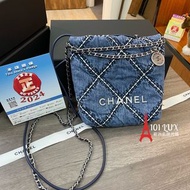 [💎9 年實店 ] 可信用卡/分期  全新24p Chanel 22 mini 牛仔布限定款