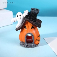 Dualoai Halloween Pumpkin House Figurine Decor Haunted House Aquarium Ornament
