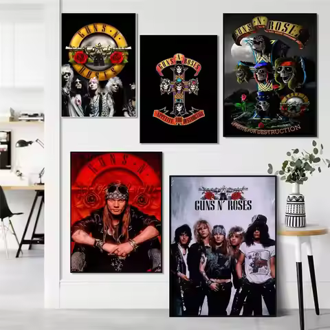 Cool Band G-Guns N Roses Anime Posters Sticky Whitepaper Sticker DIY Room Bar Cafe Kawaii Room Decor
