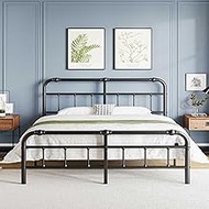 Uliesc 14 Inch King Size Bed Frame with Headboard and Footboard, No Box Spring Needed Heavy Duty Metal Platform, Premium Steel Slat Mattress Foundation with Storage, Noise Free Iron-Art Bed Frame