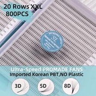 800pcs/Tray, 20 Rows, XXL Tray, Fluffy 3D 4D 5D 6D 8D 10D 2D Russian Volume Pre-Made Lash Clusters, 
