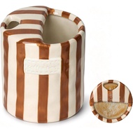 Ceramic Coffee Mug, Ceramic Coffee Cup with Sip Hole, Striped Coffee Mug Ceramic 10oz