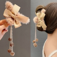 Korean Girl Plush Bow Hair Clip Fashion Woman Back Head Clip New Shark Clip sweet and cute Headdress