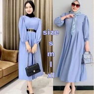 Sale Baju Midi Dress Mat Crincle Airflow/Baju Gamis Dress Midi Terbaru