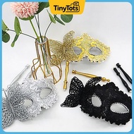 TinyTots Masquerade Mask with Holding Stick, Venetian Half Face Mask for Women