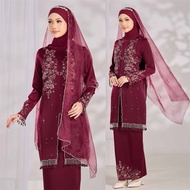 HIJABISTAHUB MAHIRA KURUNG Baju Kurung Pahang Kebarung manik labuci baju raya pengantin nikah tunang