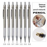 Stainless Steel Automatic Pencil 0.3 0.5 0.7 0.9 1.0 2.0 3.0mm Metal Rechargeable Pencil