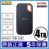 SanDisk - 4TB Extreme V2 SSD 1050MB/R 1000MB/W 2.5吋行動固態硬碟 IP55 防水 防塵 防震 E61 (SDSSDE61-4T00-G25) 6196