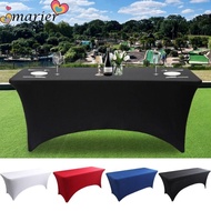 MARIER Rectangular Table Cloth, 4/6FT Elastic High Stretch Tablecloth, Black Washable Universal Bed 