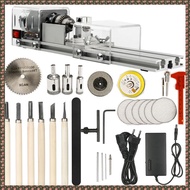 (JPTZ) Mini Lathe Machine DIY Woodworking Wood Lathe Milling Machine Grinding Polishing Beads Drill 