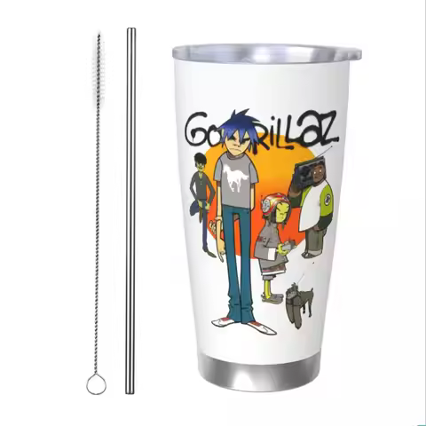 Gorillaz Rock Music Tumbler Vacuum Insulated Coffee Cups Vacuum Flask Double Wall Mug Water Bottle, 