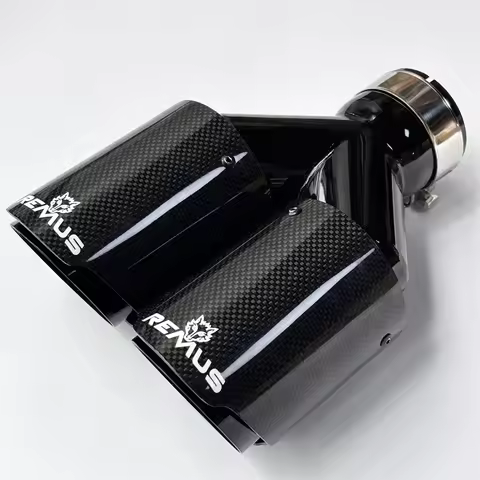 1Piece Exhaust Tip Real Carbon Fiber Black Stainless Steel Double Tail End Pipe Exhaust System for A