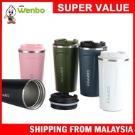 Wenbo [380ml/510ml] Botol Portable Coffee Mug Stainless Steel Coffee Thermos Car Travel Thermos Cup 