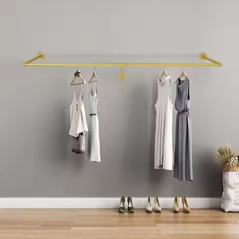 Wall Mounted 47inch Garment Rack Industrial Pipe Clothes Hanging Bar Clothes Hanging Rod Bar Hanging