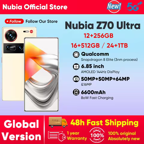 Global Version Nubia Z70 Ultra NX733J 5G Smartphone Snapdragon 8 Elite 6.85" 144Hz AMOLED Display 61