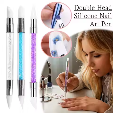 Nail Art Double‑Head Silicone Pen Decorative Pen Glue Applicator Ultra‑Soft Embossing Pen Nail Art B