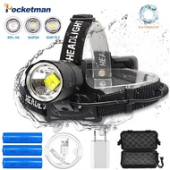 Fishing Camping headlight  XHP-70.2 led Headlamp High Power lantern Head Lamp Zoom Torches Use 18650
