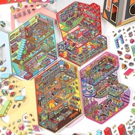 ENWEI 4 Pcs [Today's Business Series] Cute 2.5D Journal Stickers PET Sticker Paper Scrapbooking Mate