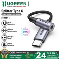 UGREEN Converter Splitter DAC Type C To Jack 3.5mm Audio Call Open Mic 80154