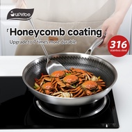 SUPVIBE 316 Stainless Steel Wok Honeycomb Wok Non Stick Wok Pan Induction Cooker Pot