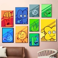 Cartoon Bfdi Battle Poster canvas painting Art Waterproof Paper Sticker Coffee House Bar Room Wall D