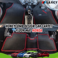 Car Honda City 2002-2025 LAXCY Honeycomb Carpet Floor Mat Civic CRV HRV