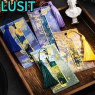 LUSIT Metal Bookmark, Oil Painting Metal Reading Book Clip, High Quality Sunflower Lotus Hollow Book