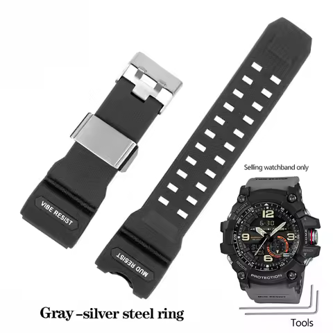 Resin Silicone Watch Band For Casio Big Mud King GWG-1000GB Black Gold G-SHOCK GWG-1000 Series Rubbe