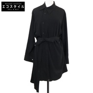 Regulation Yohji Yamamoto 【24SS】FY-B55-500 CHINE R-FRONT ZIP SHIRT Asymmetrical design belted long s