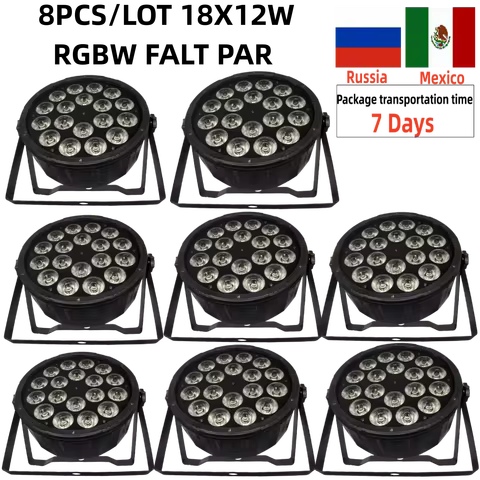 8PCS/ 18X12W LED PAR Light/ Disco Lights RGBW PAR LED Wash Light Professional DJ Equipment