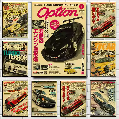 Car Poster Motorsport GTR Sport Cars Manga AE86 Kraft Paper Prints Vintage Club Home Room Bedroom Ar