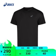 亚瑟士ASICS运动T恤男子反光夜跑短袖透气舒适上衣 2011D069-001 黑色 XL
