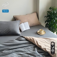 GONI FRESH duvet cover set in Beige Gray color - Elastic bed sheets 4-25cm high, sizes 1m, 1m2, 1m4,
