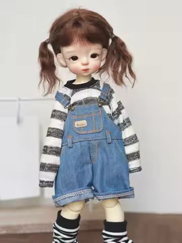 2Sizes 1/6BJD Clothes Big Fish Denim Bib 1/6Doll Skirt (Fit Blyth, Yosd, 1/6 Scale BJD)
