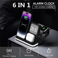 7 In 1 Wireless Charging Station For Apple Device With Night Light, Wireless Time & Temperature Sync