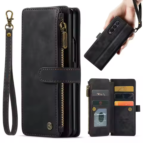 luxury Wallet Flip Leather Case for Samsung Galaxy S20 S21 S22 Ultra FE Note 20 Z Fold 3 4 A32 A33 A