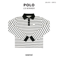 Nineties Design : Sport Club Polo Long Sleeve เสื้อโปโลแขนยาวลายทาง รุ่น Winner ผ้านุ่มใส่สบาย ระบาย