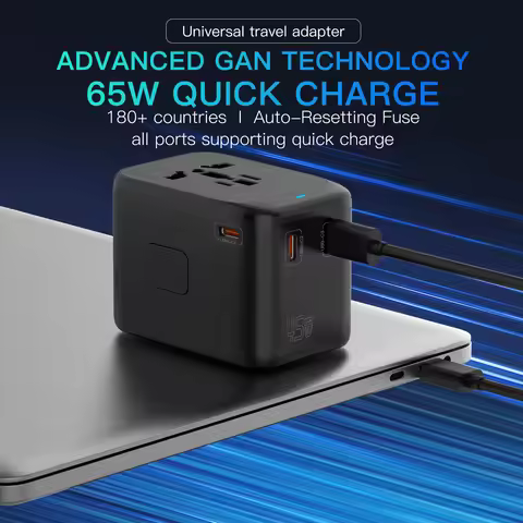 45W GaN Fast Charging Travel Adapter | 3 Type-C + 1 USB-A Ports | Universal International Power Plug