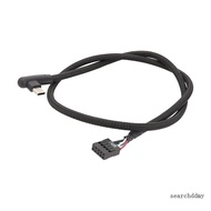 Searchdd Heavy Duty fabric casing USB 9 Pin To Type C Cable For Internal Computer Use