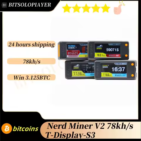 NerdMiner V2 T Display S3 Bitcoin Lottery Miner NerdMiner V2.0 78KH/s Hashrate Upgraded BTC Lotto Ma