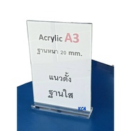 A3 Acrylic Sign Clear Base Model Vertical Paper Media Tabletop Menu