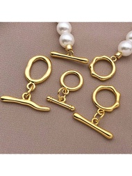 1/3/5ชิ้น ที่รัดคอแท้ปิดทองคำ 18K ตัวล็อค T-Bar ปิดคล้องกลม OT สำหรับงานซ่อมแซมเครื่องประดับ ต่อสร้อ