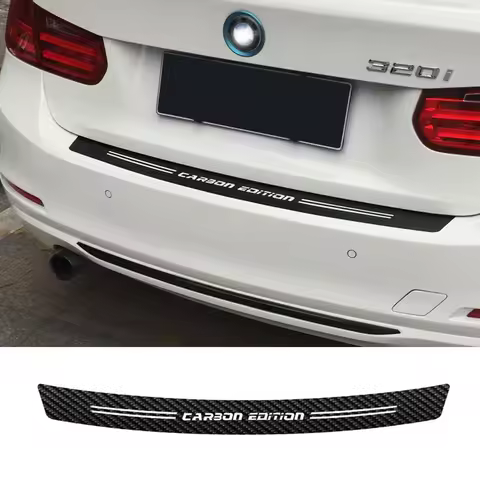 Carbon Fiber Color Car Trunk Bumper Rear Guard Plate Sticker For BMW 1 2 3 4 5 6 7 Series X1 X3 X4 X